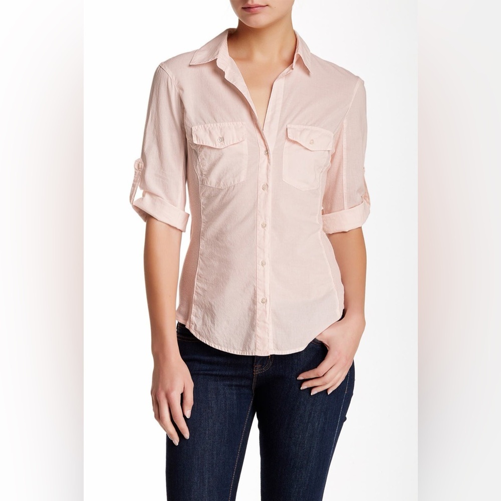 James Perse CONTRAST RIBBED SURPLUS SHIRT NWOT